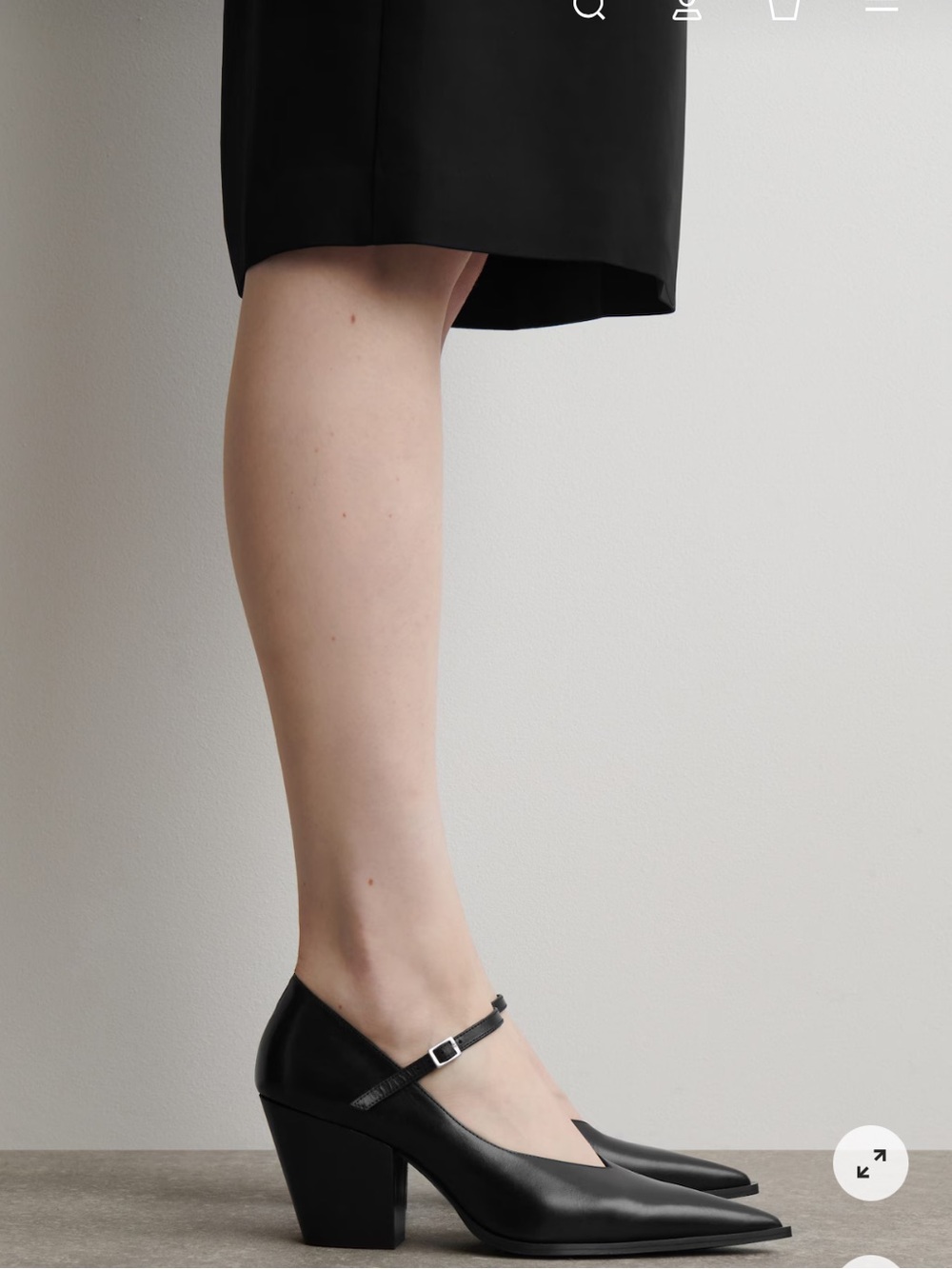 COS Black Leather Mary Jane Block Heel Pumps